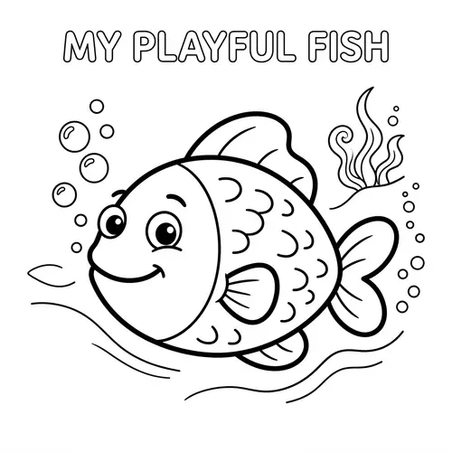 Playful Fish Cartoon Drawing for Kids | Coloring Activity
