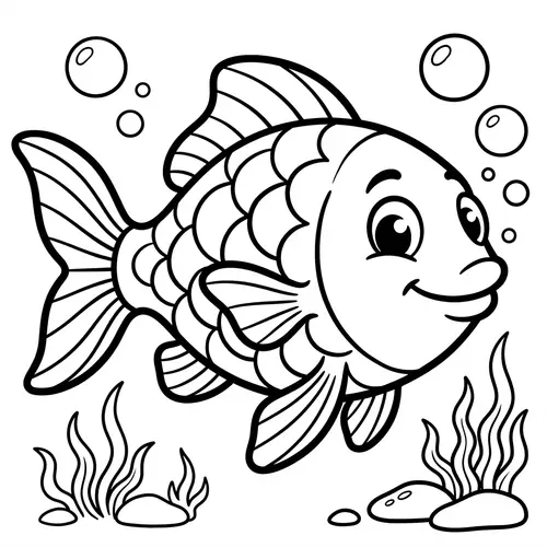 Simple & Playful Cartoon Fish Design for Kids