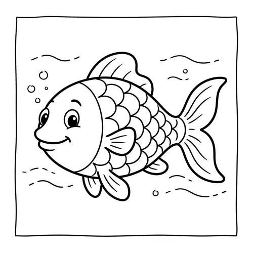 Fun & Playful Cartoon Fish Sketch for Kids Coloring | Classic Style