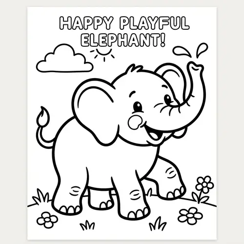 Vintage Cartoon Elephant Coloring Page for Kids | Fun & Creative Activity