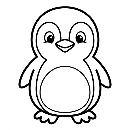 Charming Cartoon Penguin - Ideal Coloring Template for Kids