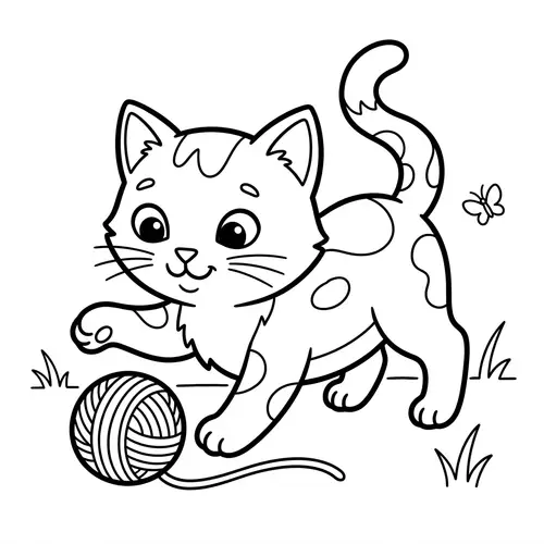 Charming & Playful Kitten Cartoon Drawing for Kids