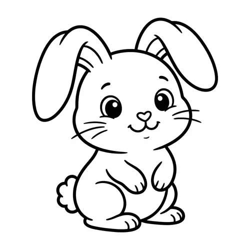 Cute Bunny Line Art Illustration for 4-Year-Olds