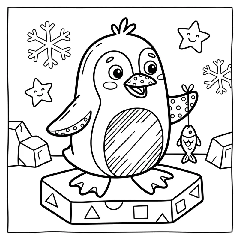 Colorable Penguin Cartoon | Classic Children's Book Style