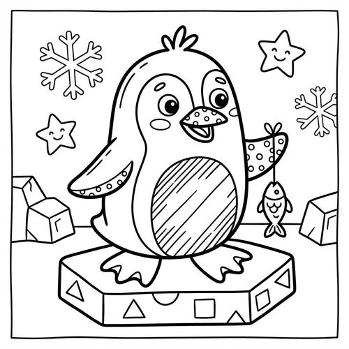 Playful Penguin Cartoon for Coloring | Classic Children's Book Style