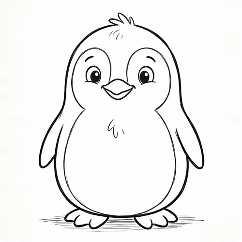 Classic Penguin Coloring Page - Child-Friendly Illustration