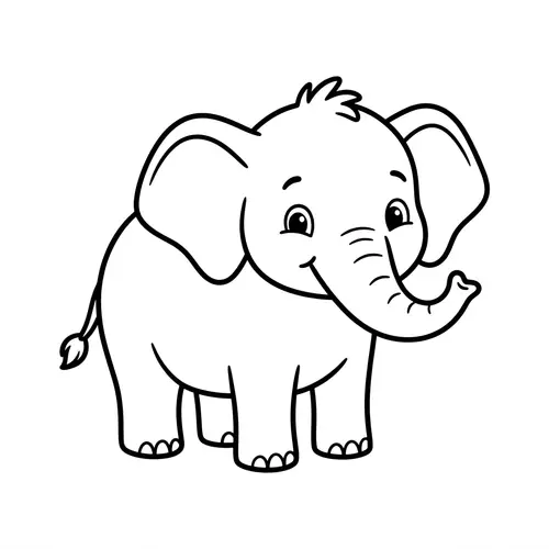 Charming Elephant Coloring Page for 6-Year-Olds