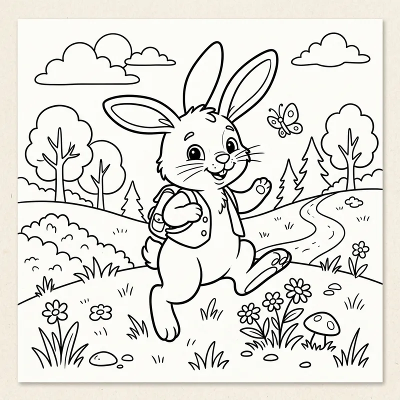Classic Children's Book Rabbit Cartoon for Coloring by 7-year-old