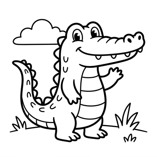 Playful Crocodile Cartoon Illustration for Kids
