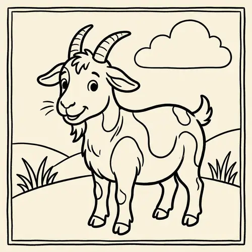 Classic Cartoonish Goat Illustration for Kids
