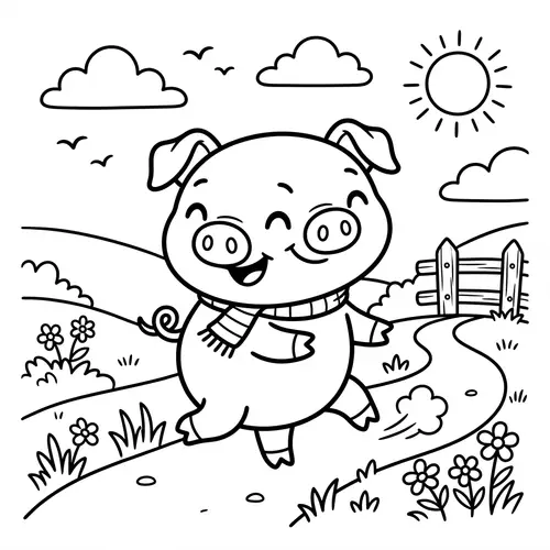 Playful Pig Cartoon for 4-Year-Olds - Children's Book Style