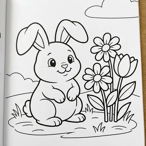 Cute Bunny Coloring Page for Kids