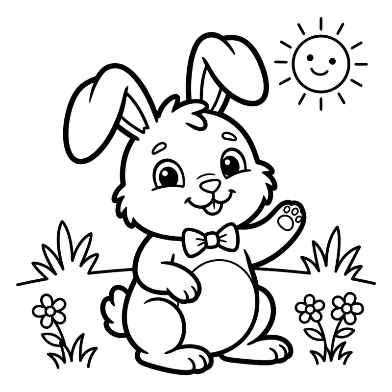 Adorable Rabbit Coloring Picture for 6-Year-Olds | Free Printable