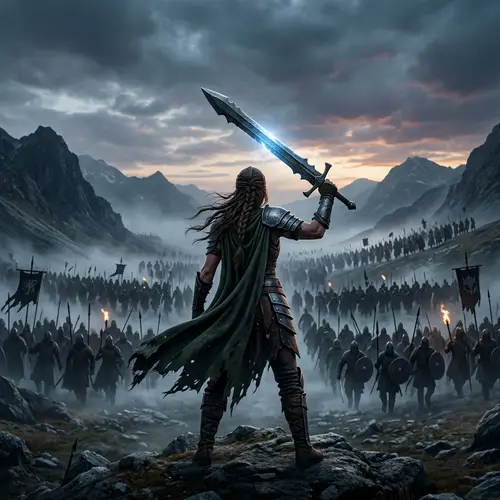 Fearless Warrior Facing Army: A Brave Stand