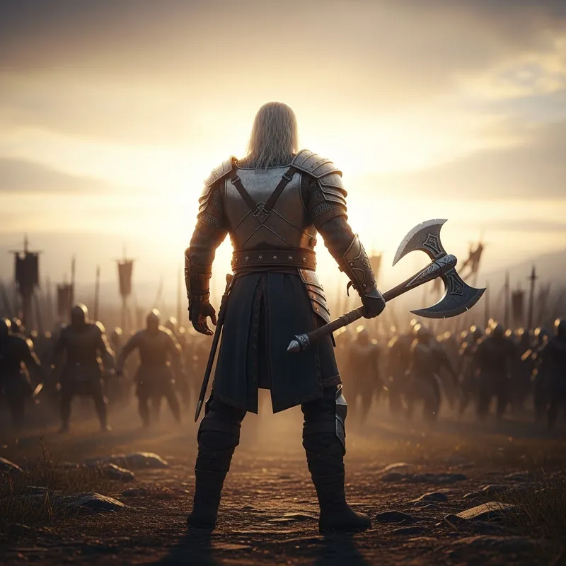 Fearless Warrior Facing Army: A Brave Stand