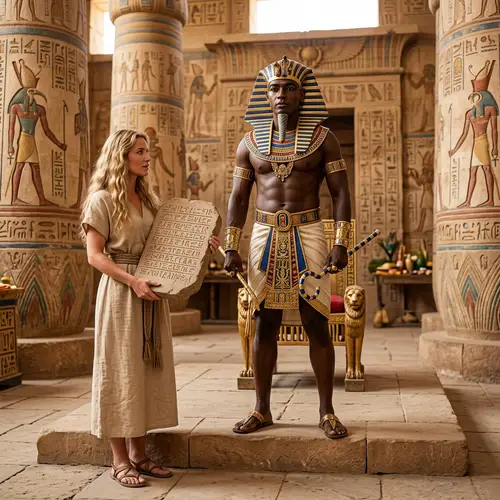 Ancient Egyptian Pharaoh with Serpent Adorned Headdress