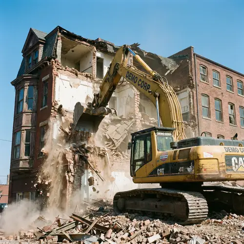 Powerful Excavator Demolishing Multi-Story Building | Construction Site