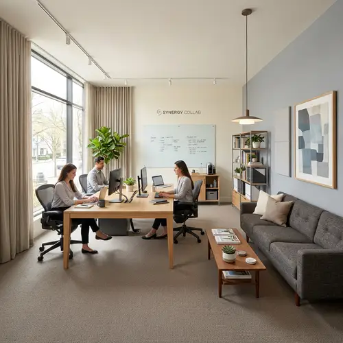 Spacious Office Design for Three People - 500 sq. ft.