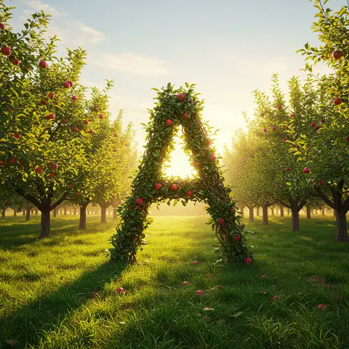 Letter A Drawing in an Apple Orchard