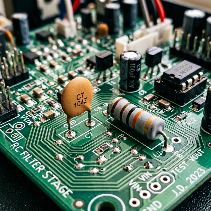 Circuit RC with Ceramic Disc Capacitor and Carbon-film Resistor Circuit RC with Ceramic Disc Capacitor and Carbon-film Resistor