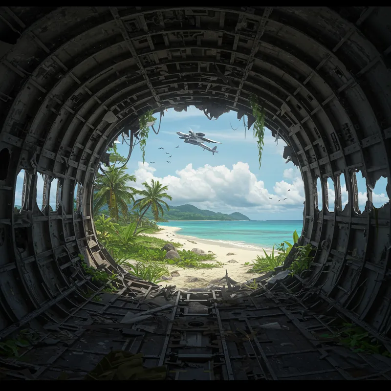Airplane Crash Scene: Mysterious Cabin Interior