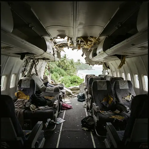 Airplane Crash Scene: Mysterious Cabin Interior