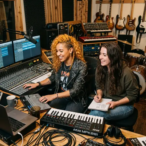 Passionate Artists Creating Music in Recording Studio