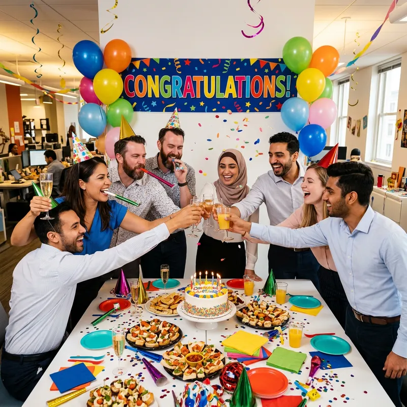 Office Party with Diverse Employees | Celebratory Event