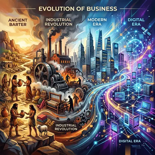 Evolution of Business Through Time | Unique Illustration