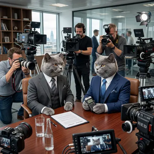 Cats in Suits: A Sophisticated Negotiation Scene