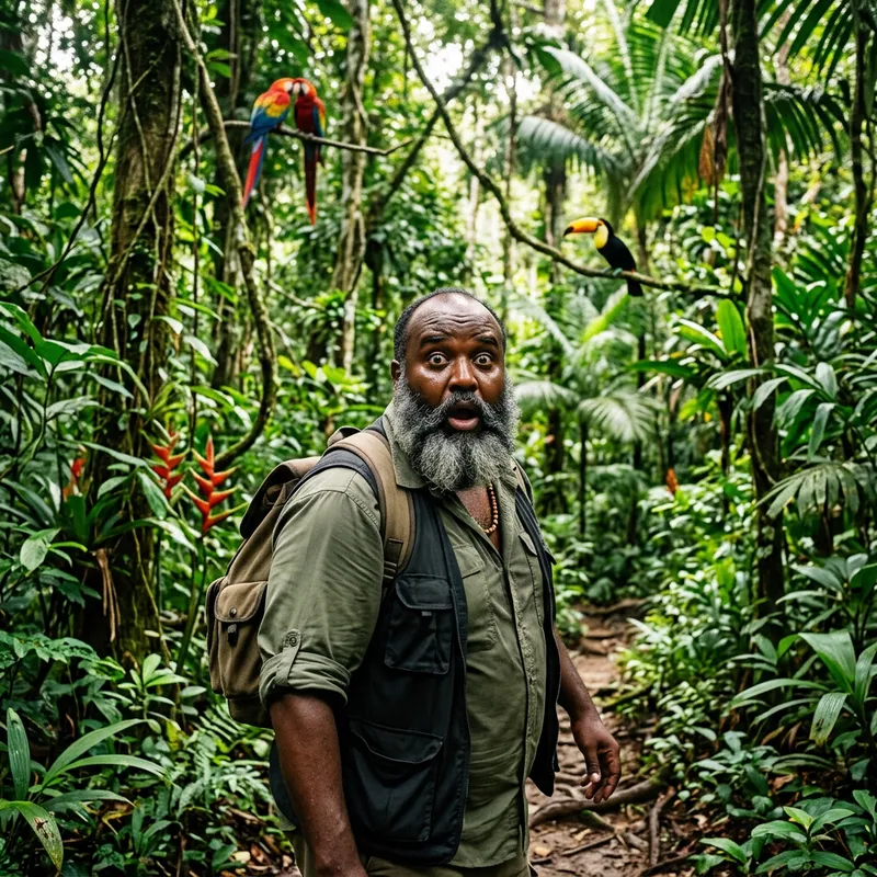 Startled Somali Man 'Photo Bomber' in Brazilian Jungle