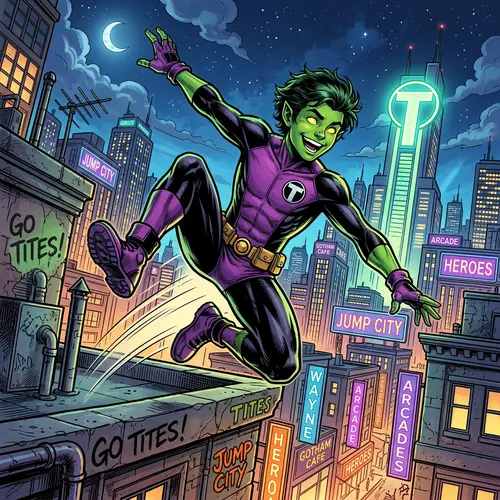 Teen Titans Beast Model Illustration - Playful & Energetic