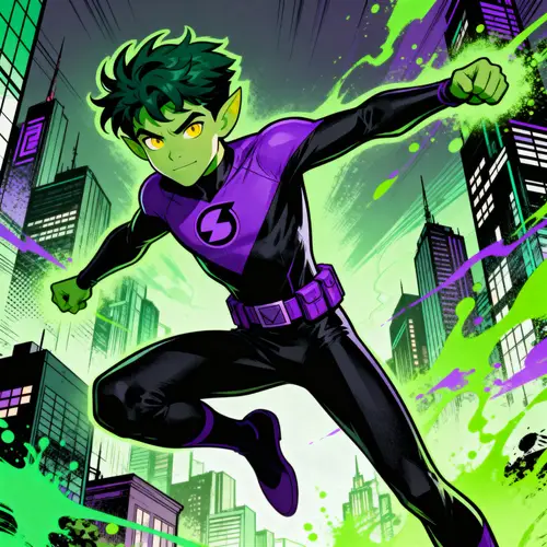 Teen Titans Beast Model Illustration - Playful & Energetic