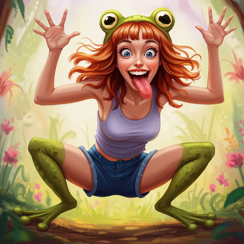 Joyful Frog Movements: A Whimsical Digital Painting Joyful Frog Movements: A Whimsical Digital Painting