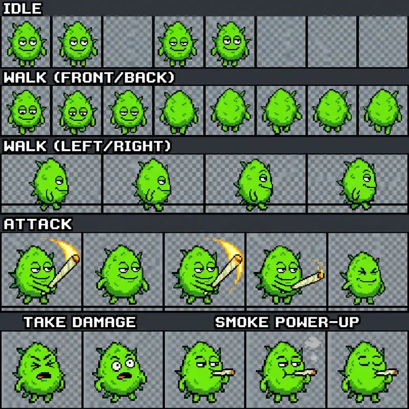 Johnny Macandcheese: Retro Pixel Art Sprite Sheet