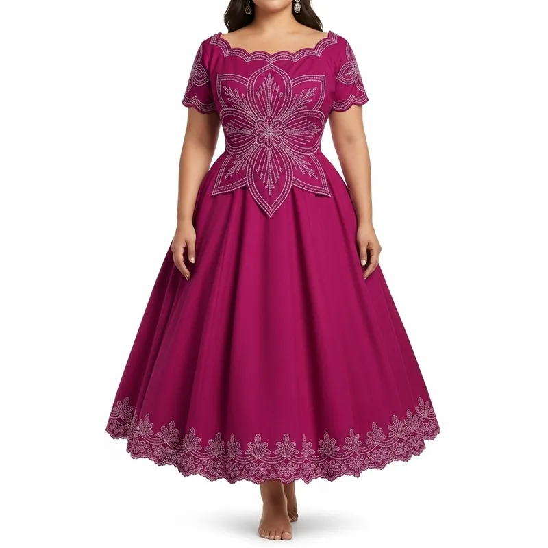 Elegant Santo Spirit Flower Dress for Plus Size