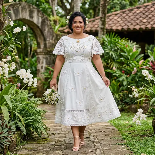 Elegant Santo Spirit Flower Dress for Plus Size