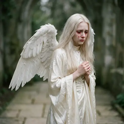 Angel with Crimson Tears: Divine Despair in a Heavenly Being