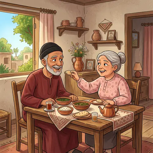 Charming Elderly Egyptian Couple at Home