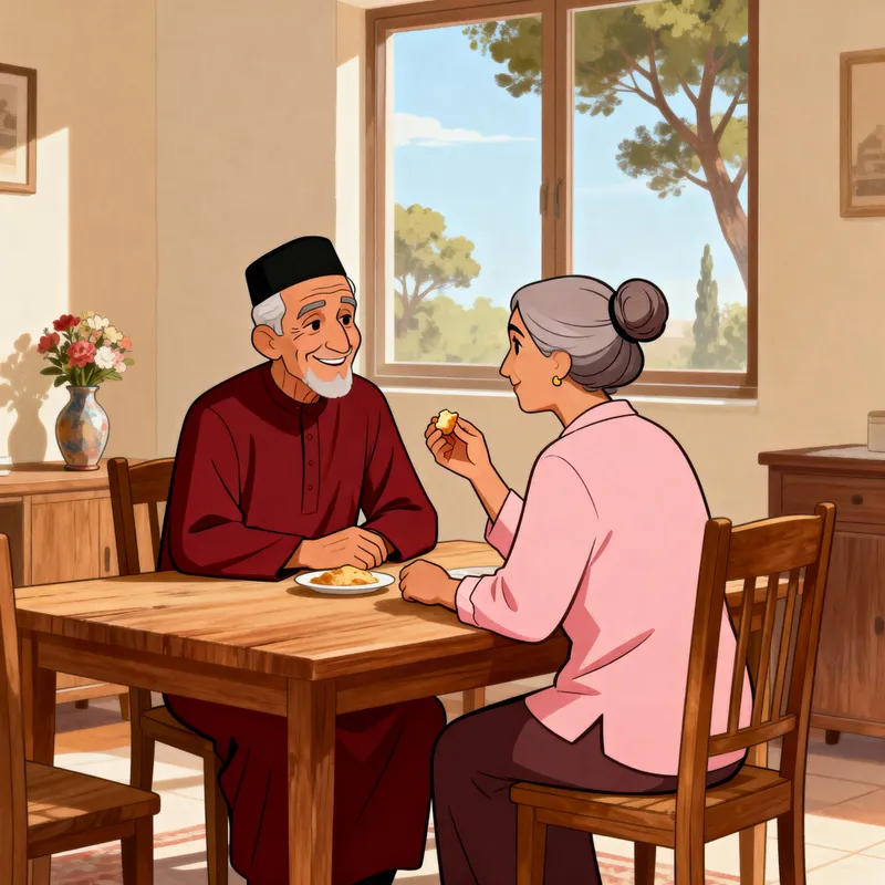 Charming Elderly Egyptian Couple at Home