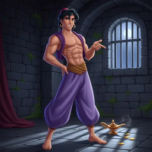 Muscular Aladdin in Seductive Dungeon Art