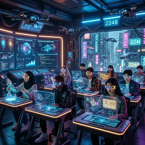 Students in a Cyberpunk Future Classroom