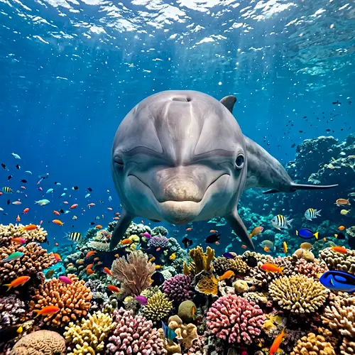 Unique Sleeping Dolphin in Serene Underwater Scene