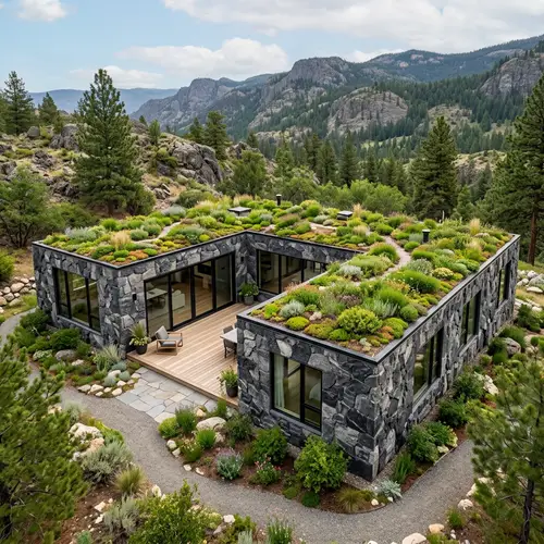 Unique L-Shaped Rock-Style House Design