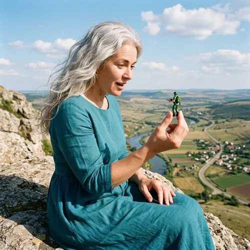 Surrealism of a Colossal Woman in Teal Dress
