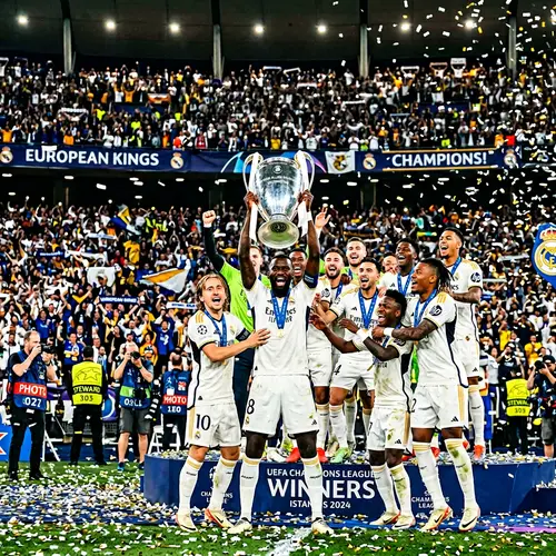 Victorious Football Team Celebrates Champions League Win