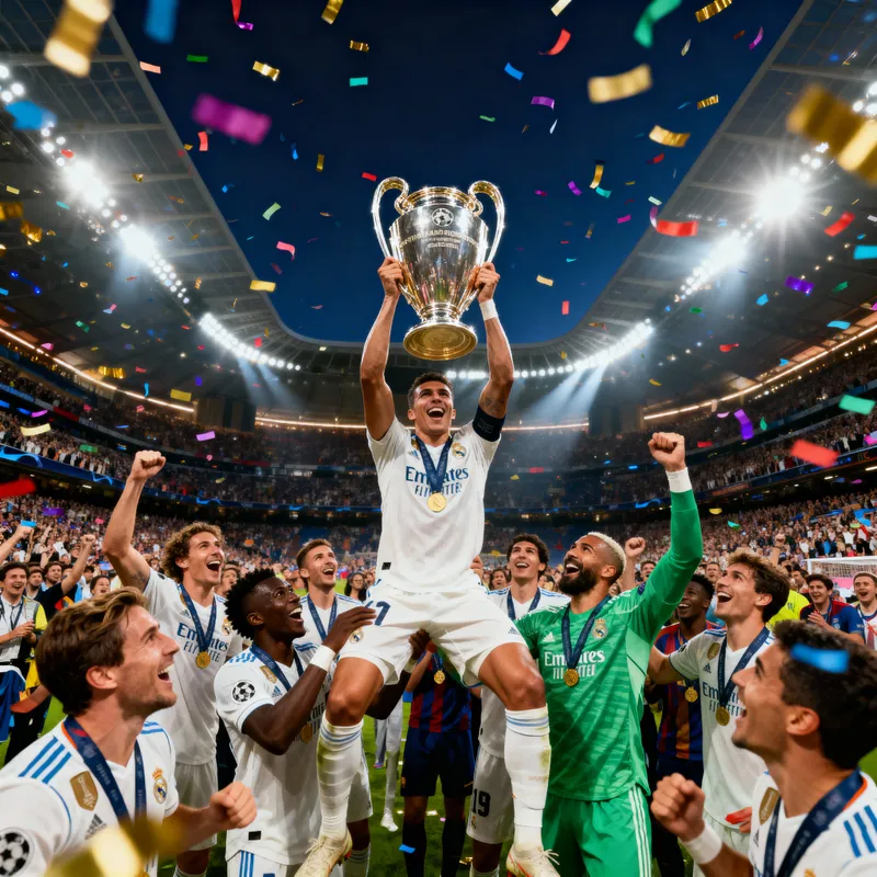 Victorious Football Team Celebrates Champions League Win