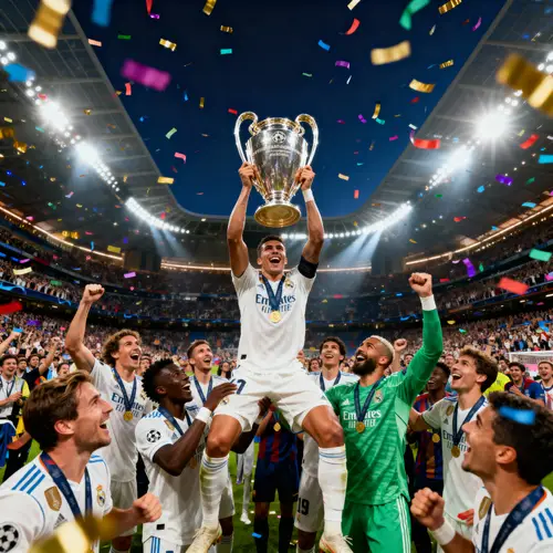 Victorious Football Team Celebrates Champions League Win