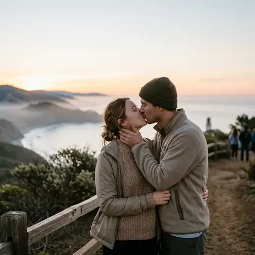 Couple Gently Kissing in a Cozy Downy Setting