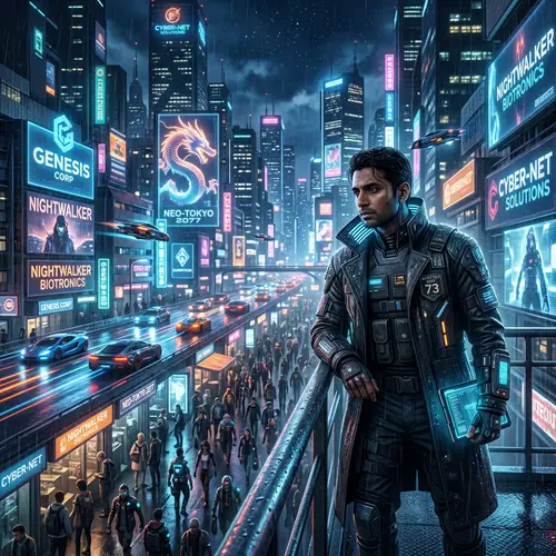 Cyberpunk World: Neon-Lit Skyscrapers & High-Tech Streets